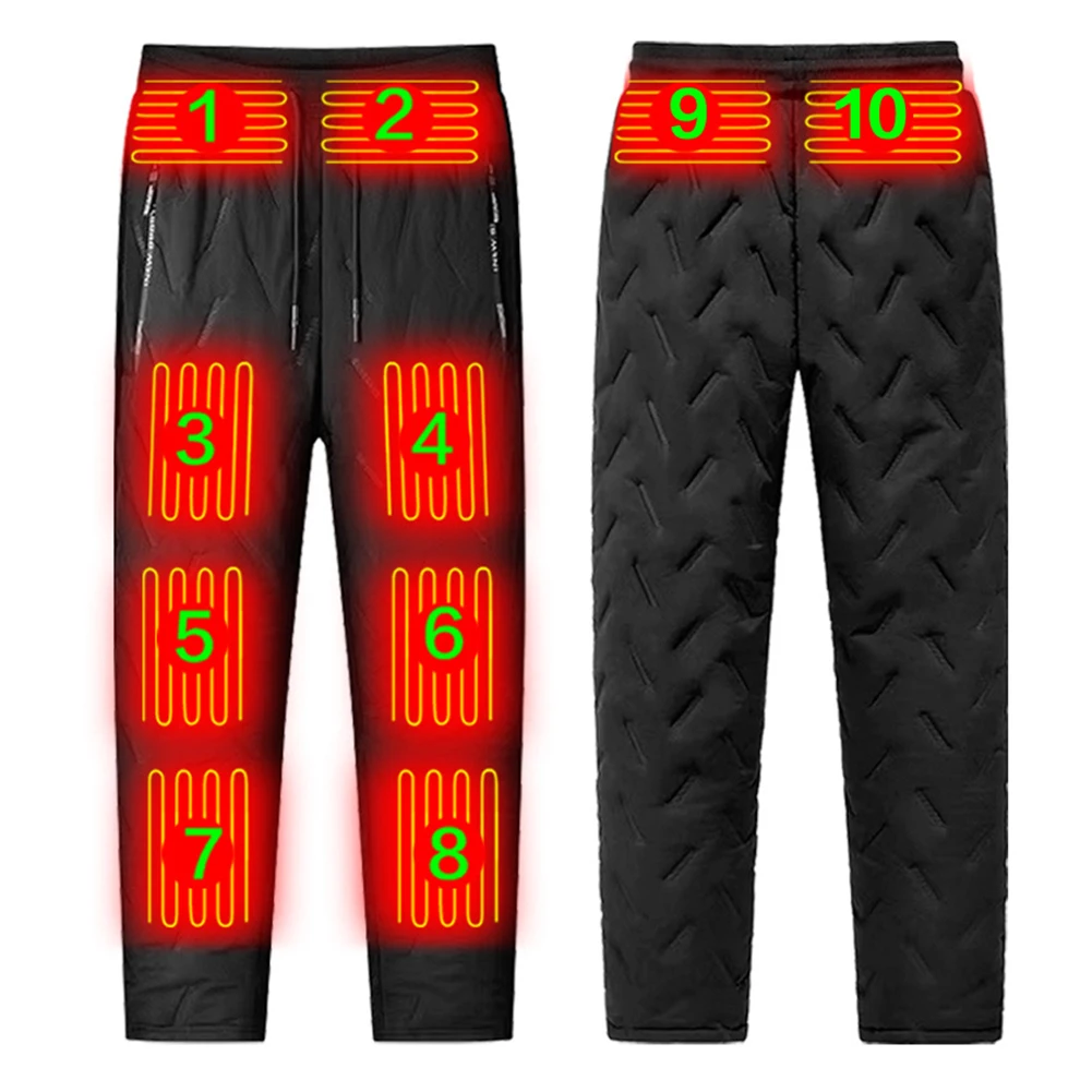 

Winter Thermal Hiking Pants Heating Underwear USB Electric Heated Pants 10 Heating Zone Plush Warm Trousers For Outdoor Skiing