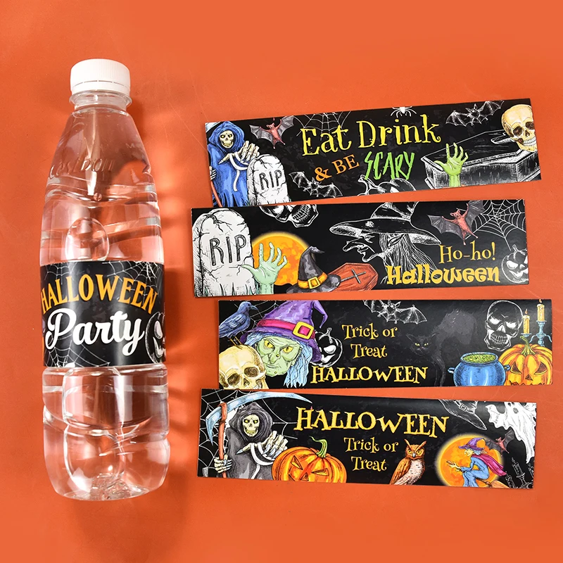 

8/12/18pcs Halloween Party Pendant Self-adhesive Adhesive Mineral Water Bottle Stickers Atmosphere Party Decoration Supplies