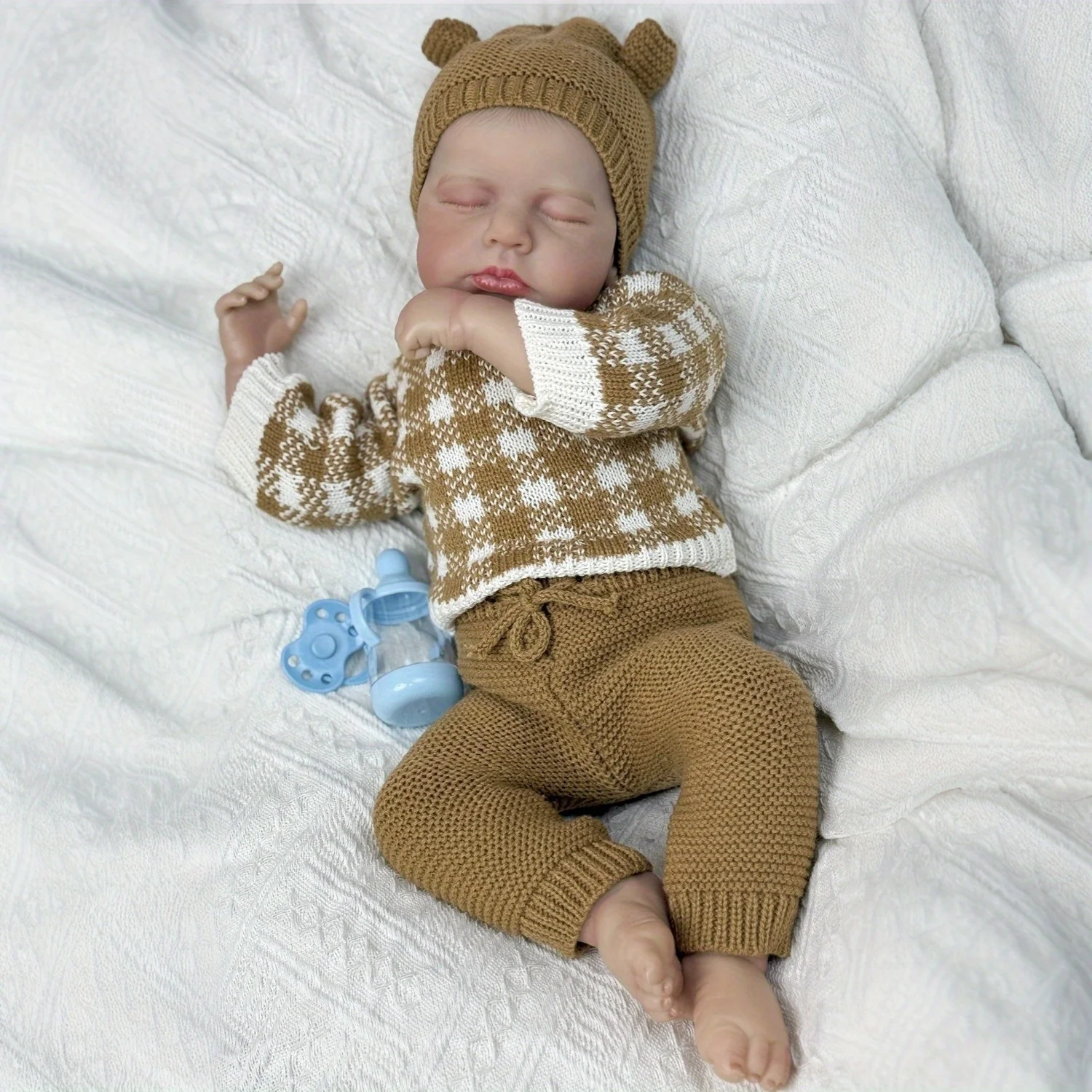

BZDOLL 50CM Asleep Reborn Doll, Vinyl Limbs Cloth Body, 3D Skin with Veins, Birthday & Play House Toy