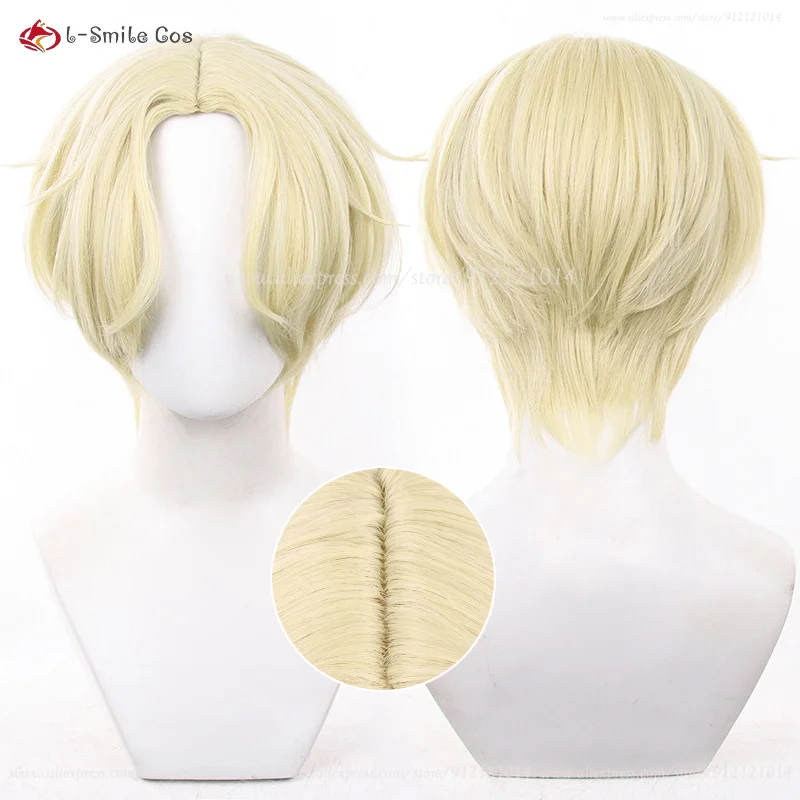 2 Styles Luka Wig 35cm Short Goledn Hair Luca Luka Cosplay Anime Cosplay Wig Heat Resiatant Synthetic Hair Halloween + Wig Cap