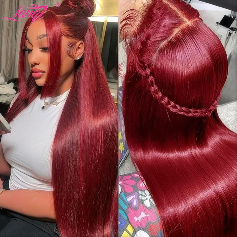 Burgundy Lace Front Wig Human Hair 99J Colored Straight 13x4 Full Lace Frontal Human Hair Wigs Transparent Remy Lace Front Wigs