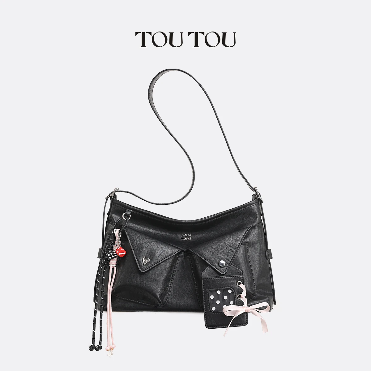 

TOUTOU Underarm Bag Designer Knot Pendant Women Handbags Large Y2K Multi-layer Adjustable Shoulder Crossbody Bag Christmas Gift