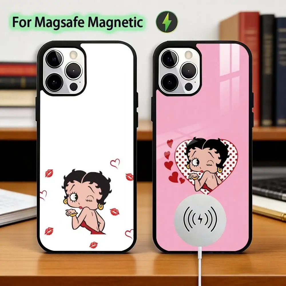 

Retro Cartoon B-Betty B-Boop Phone Case For iPhone17,16,15,14,13,12,11 Plus,Pro Magnetic For Magsafe Wireless Charging
