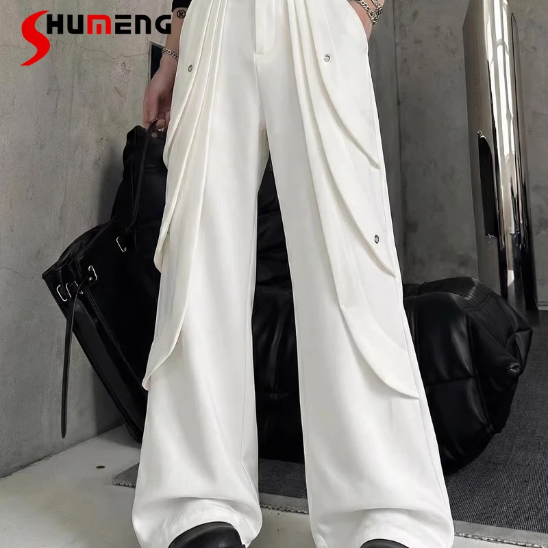 

Модные стильные расклешенные брюки, простые однотонные брюки, мужские, весна 2026, новые, свободные, удобные, универсальные, трендовые брюки