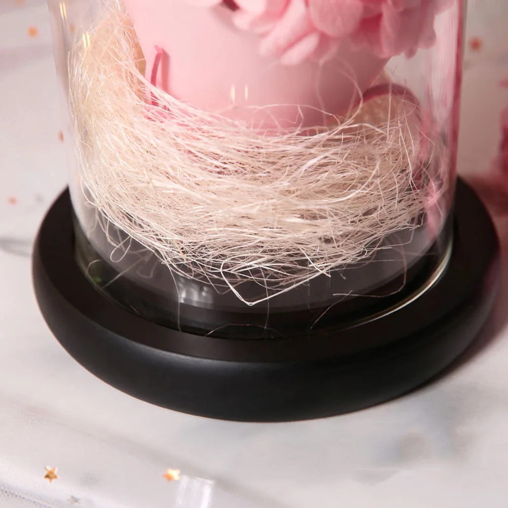 

LED Preserved Rose Light in Glass Dome with Wooden Base Bright Long-Lasting Artificial Flower Light for Bedroom