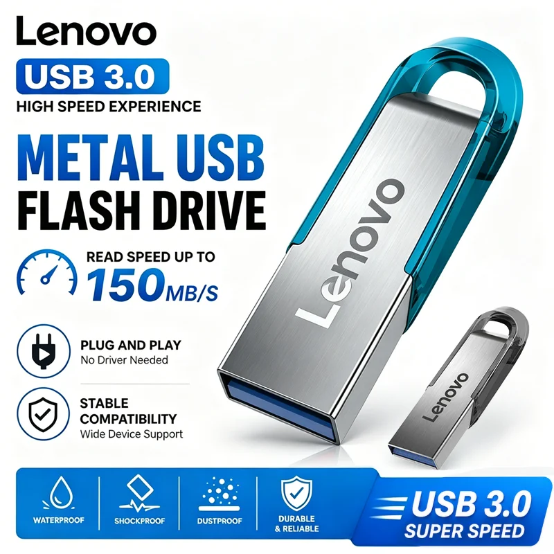 فلاش ميموري لينوفو سوبر ميني USB 3.0 بسعة 1 تيرابايت، 512 جيجابايت، 256 جيجابايت، 128 جيجابايت، 64 جيجابايت، عالي السرعة، متوافق مع أندرويد وأجهزة الكمبيوتر المحمولة