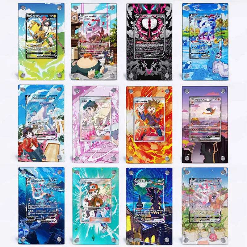 pokemon-estendido-desenho-cartao-tijolo-ptcg-zeraora-charizard-sylveen-diantha-moltres-jolteon-acrilico-cartao-expositor-sem-cartao