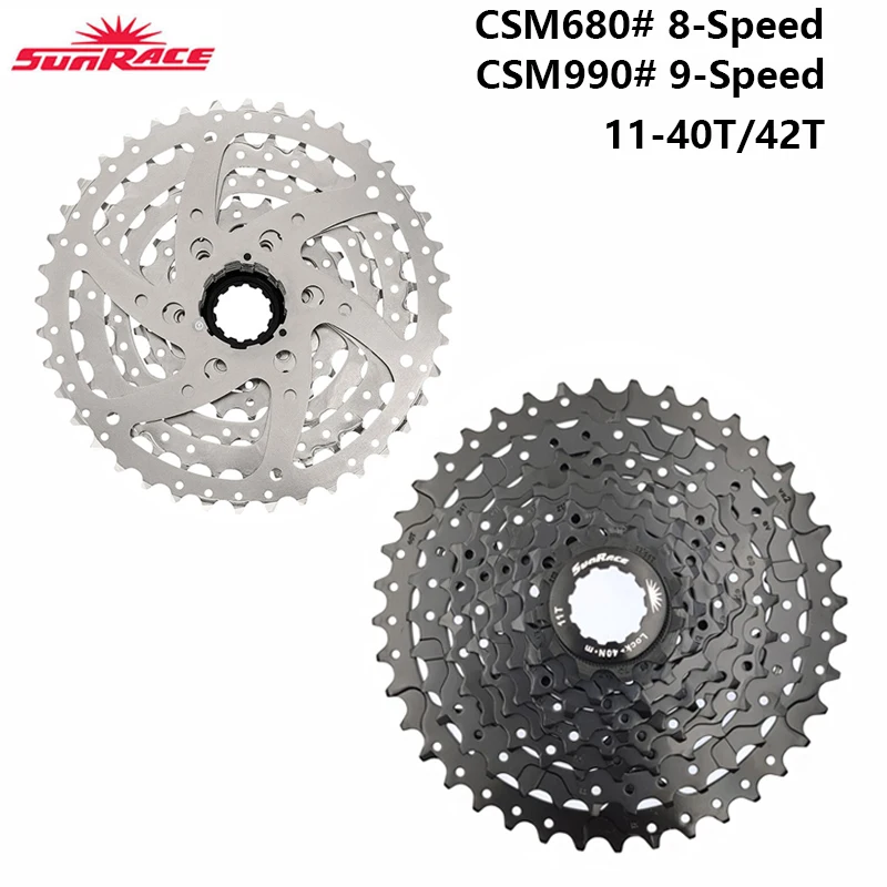 SUNRACE 8S/9Speed CSM680 CSM990 11-40T/42T Wide Ratio Bikes Cassette Mountain Bicycle Road Freewheel Cheap for SRAM HG31 TX M360