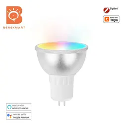 Benexmart Zigbee GU5.3 Smart LED Spotlighting RGBCW Dimmable Light Bulb Works with Tuya Alexa Google Home 110V 220V