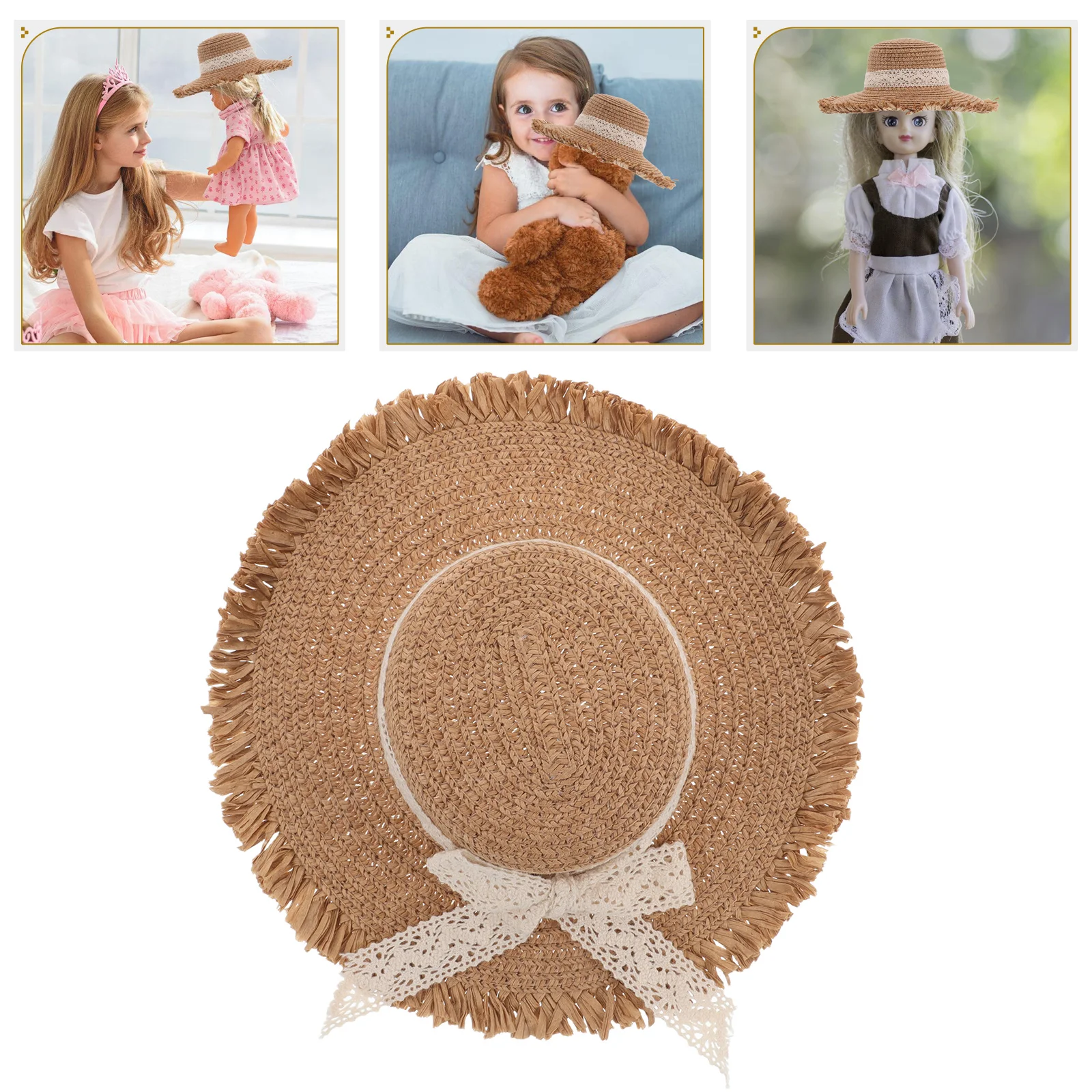 Kleine geweven hoed met elegant strikaccent Zacht ademend materiaal voor minifiguren Stijlvol ambachtelijk accessoiredecor