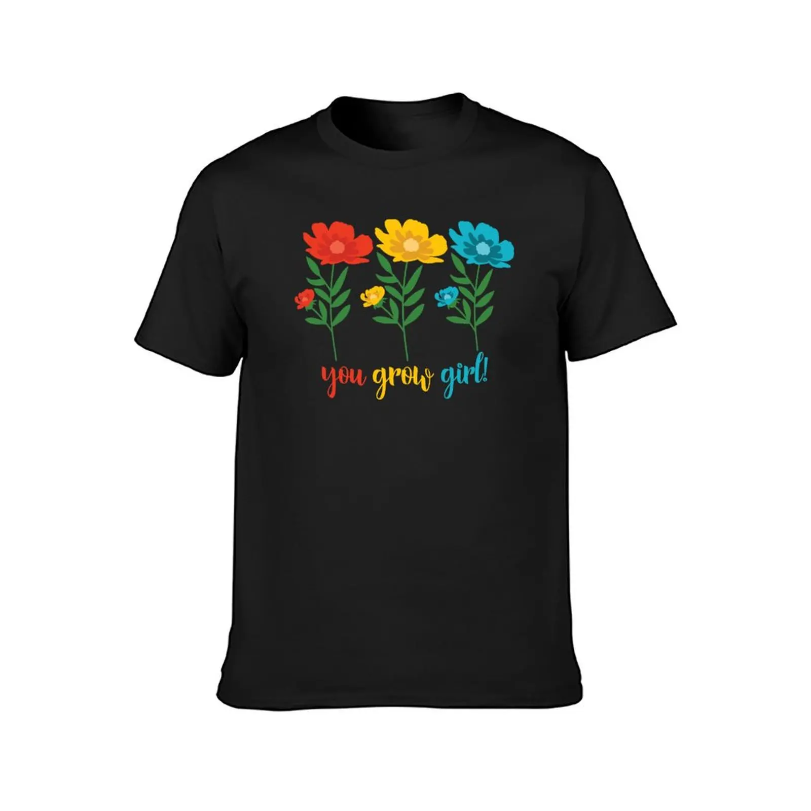 You grow girl! Cosmos Flower Print T-Shirt Short sleeve tee sports fans boys animal print heavyweight t shirts for men