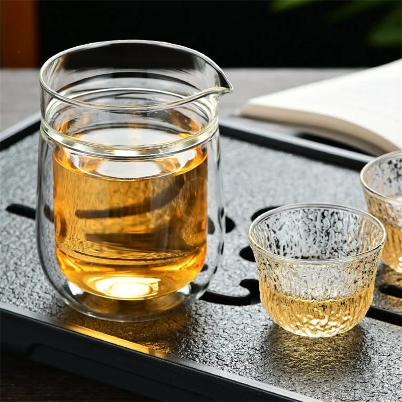 Japanese style Heat resistant Double Wall Glass Fair Cup Tea Dispenser Chahai Kung Fu Tea Set Accessories Coffee Pot Pitcher
