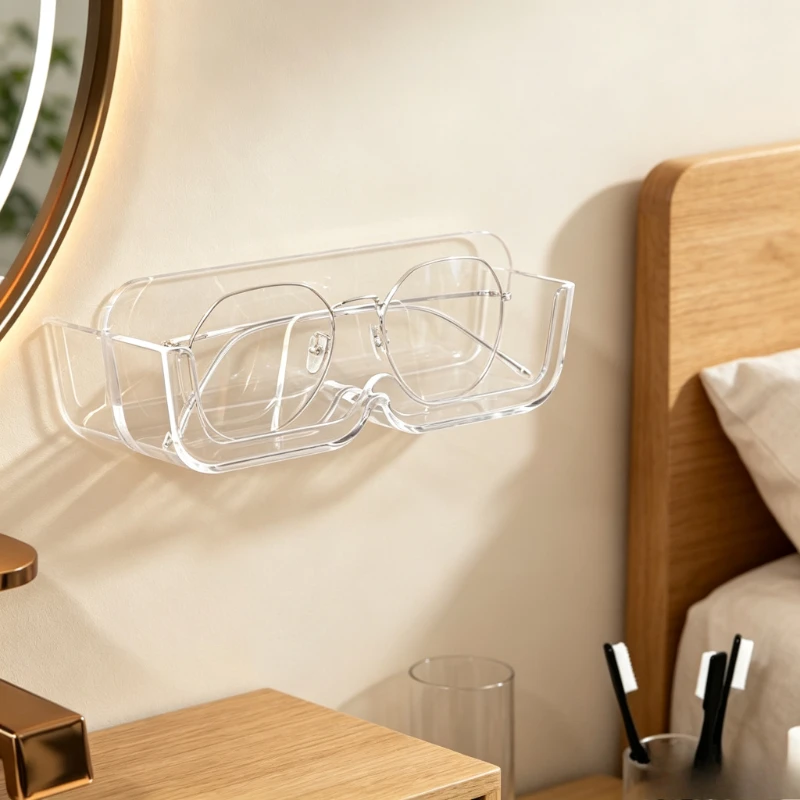Wall Mount Eyeglasses Storage Holder Anti-Press Sunglasses Display Rack for Bedroom Bathroom Glasses Organizer