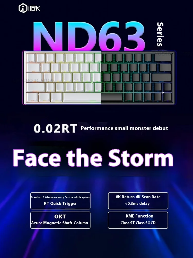 Irok Nd63 Pro Keyboard mekanis, tombol magnetik Rgb e-sport menyesuaikan kabel Keyboard Pc untuk Aksesori game kantor