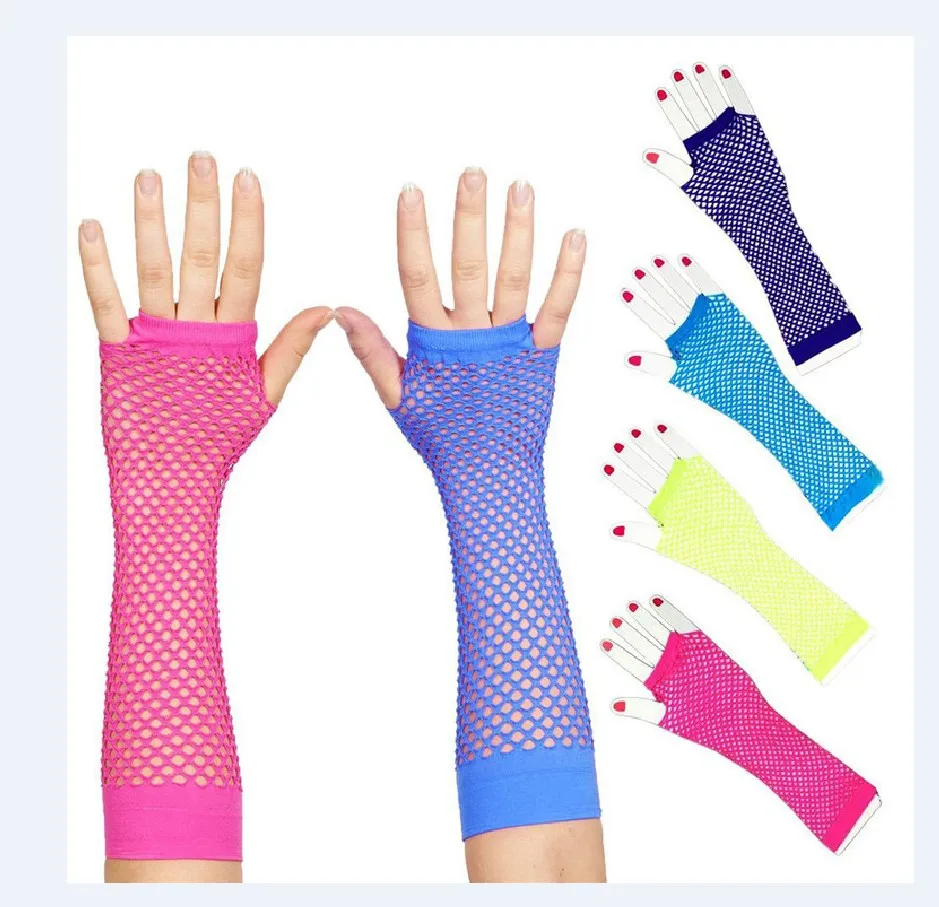 Neon Fishnet Fingerless Long Gloves Leg Arm Cuff Party Wear Fancy Dress For Womens Sexy  Arm Warmer 10PAIRS/20PCS