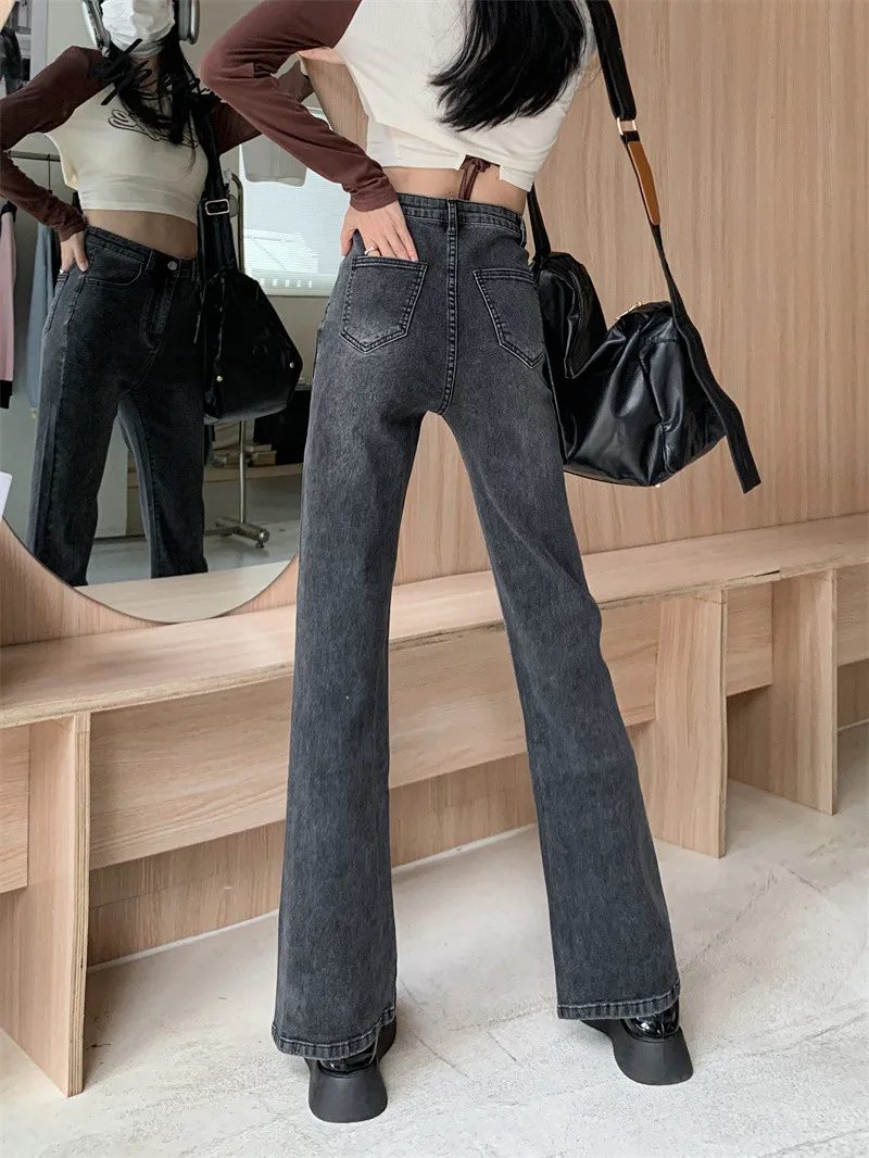 กางเกงยีนส์ทรงกระดิ่งเอวสูงสำหรับผู้หญิง รุ่นใหม่บางเบาสำหรับฤดูร้อน ไซส์พลัส แฟชั่นอเนกประสงค์ ช่วยให้ดูสูงเพรียว