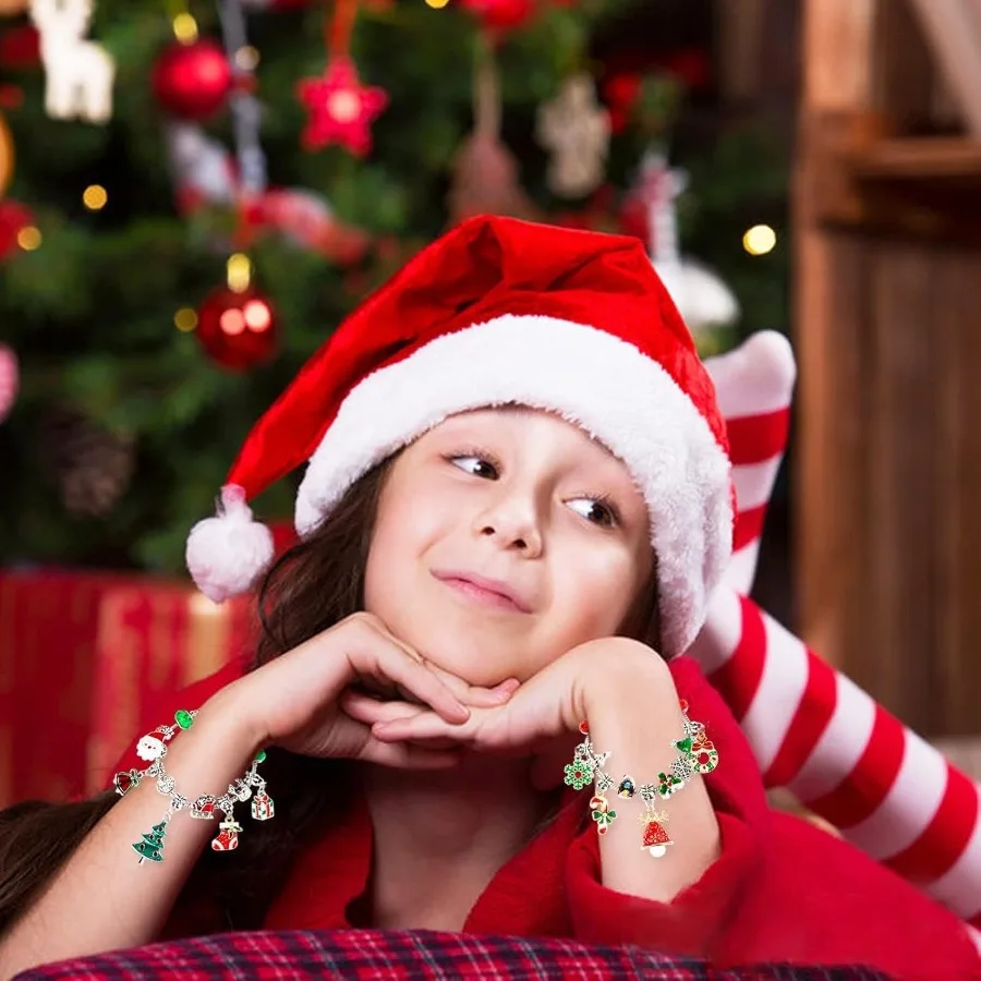 عيد الميلاد تقويم القدوم أساور 2025 للفتيات 24 يوما عيد الميلاد العد التنازلي التقويم DIY بها بنفسك صنع المجوهرات عدة هدية مع 22 سحر Be