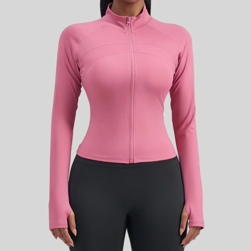 Women's Thumb Jackets 2026 New Long Sleeve Running Coat Yoga Gym Fitness Tight Tops Quick-Dry Breathable Sports Jacket Women