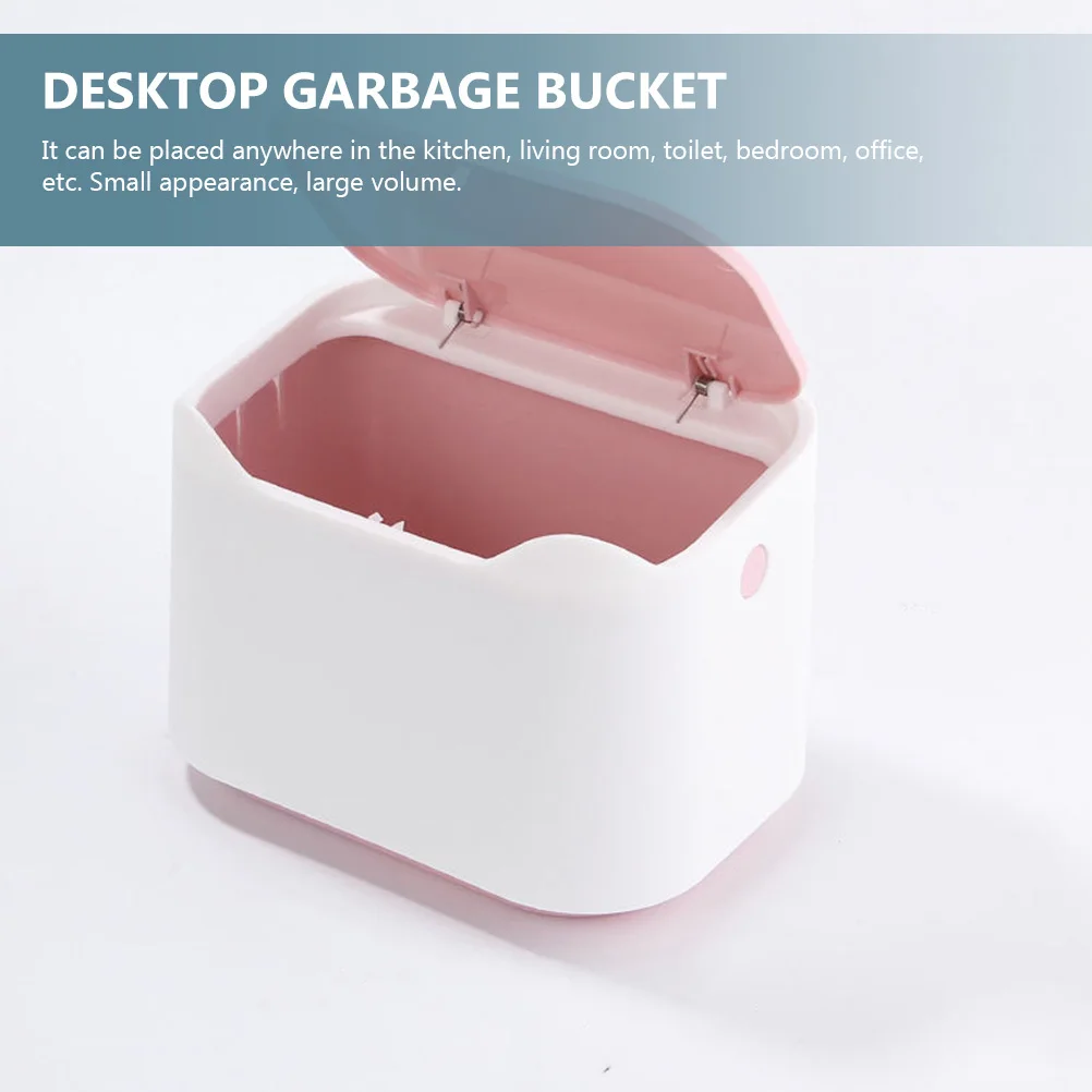 

Desktop Garbage Can Flip Cover Small Trash Bin Plastic Trash Container for Home Office Desktop Waste Organizer