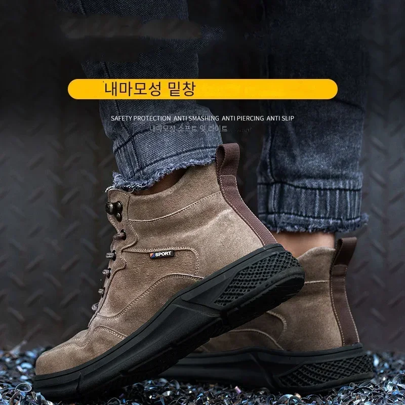 New 2023 Fashion Winter Warm Men\'s Safety Shoes Indestructible Steel Toe Welding Working Boots For Men Anti-smash Sneakers