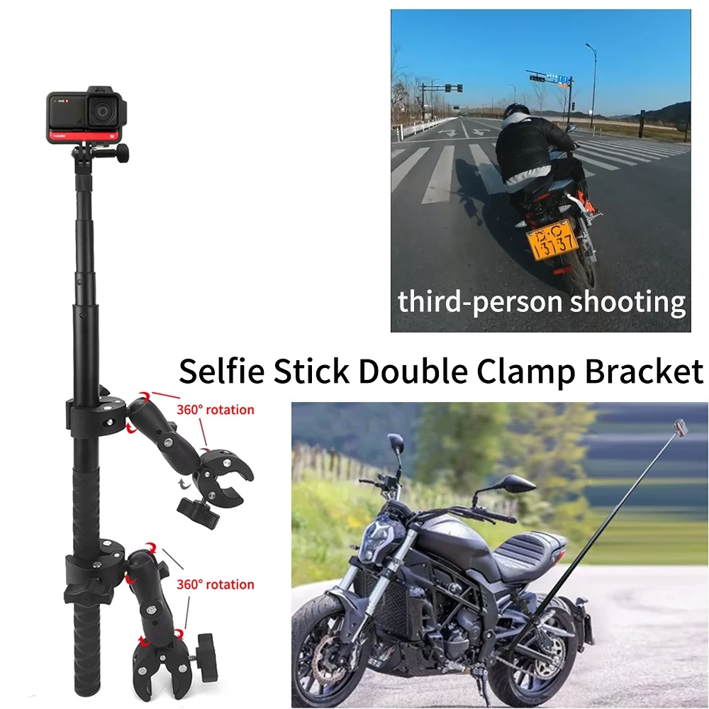 

Motorcycle Bike Camera Holder Invisible Selfie Stick Handlebar Mount for Insta360 One RS One X2 3 GoPro Max10 9DJI Accessor