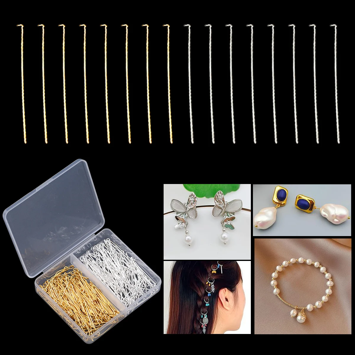 Boxed Jewelry Making Materials Golden Color Loose T Pins Kit For Handmade Women Earrings Pendants DIY Accessories 200pcs 30mm