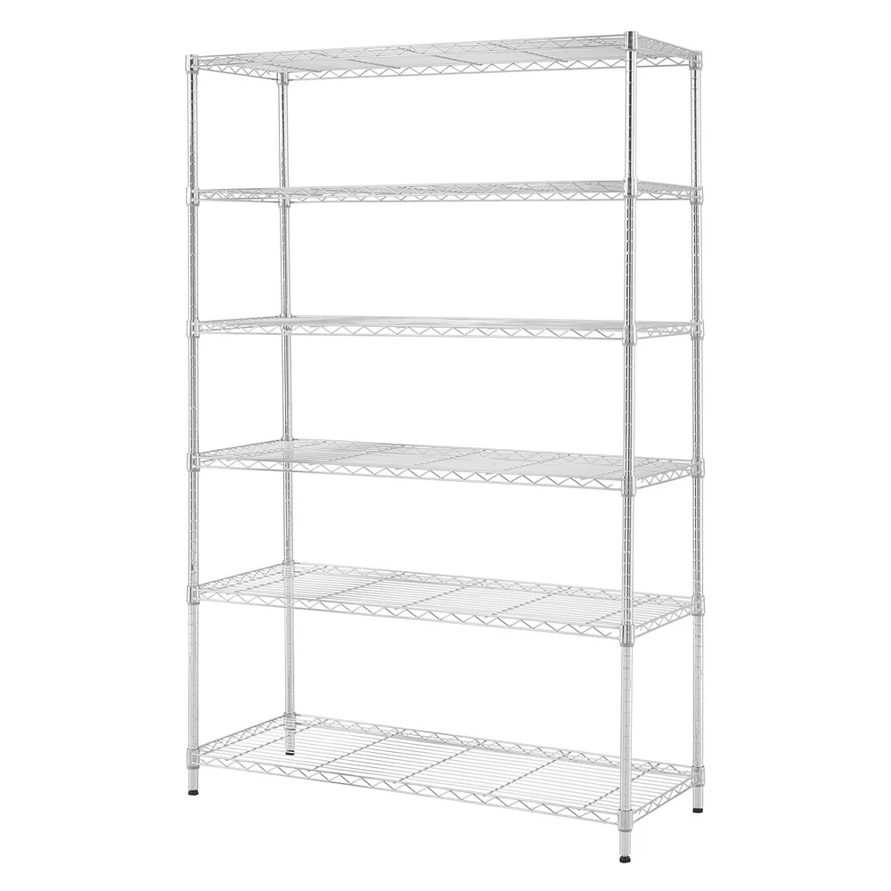 

6-Tier Chrome Wire Shelf Adjustable Height Heavy Duty Storage 2100lbs Capacity Freestanding Home Office Warehouse Organization