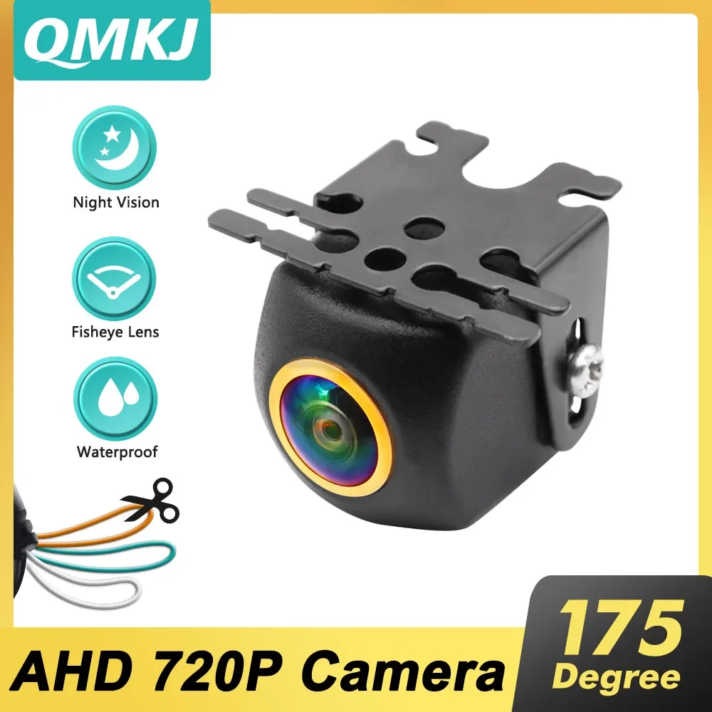 

QMKJ Universal AHD 1280*720P Night Vision Backup Camera 175 Deg Viewing Angle Car Accessories CCD CVBS Rear View Reverse Camera