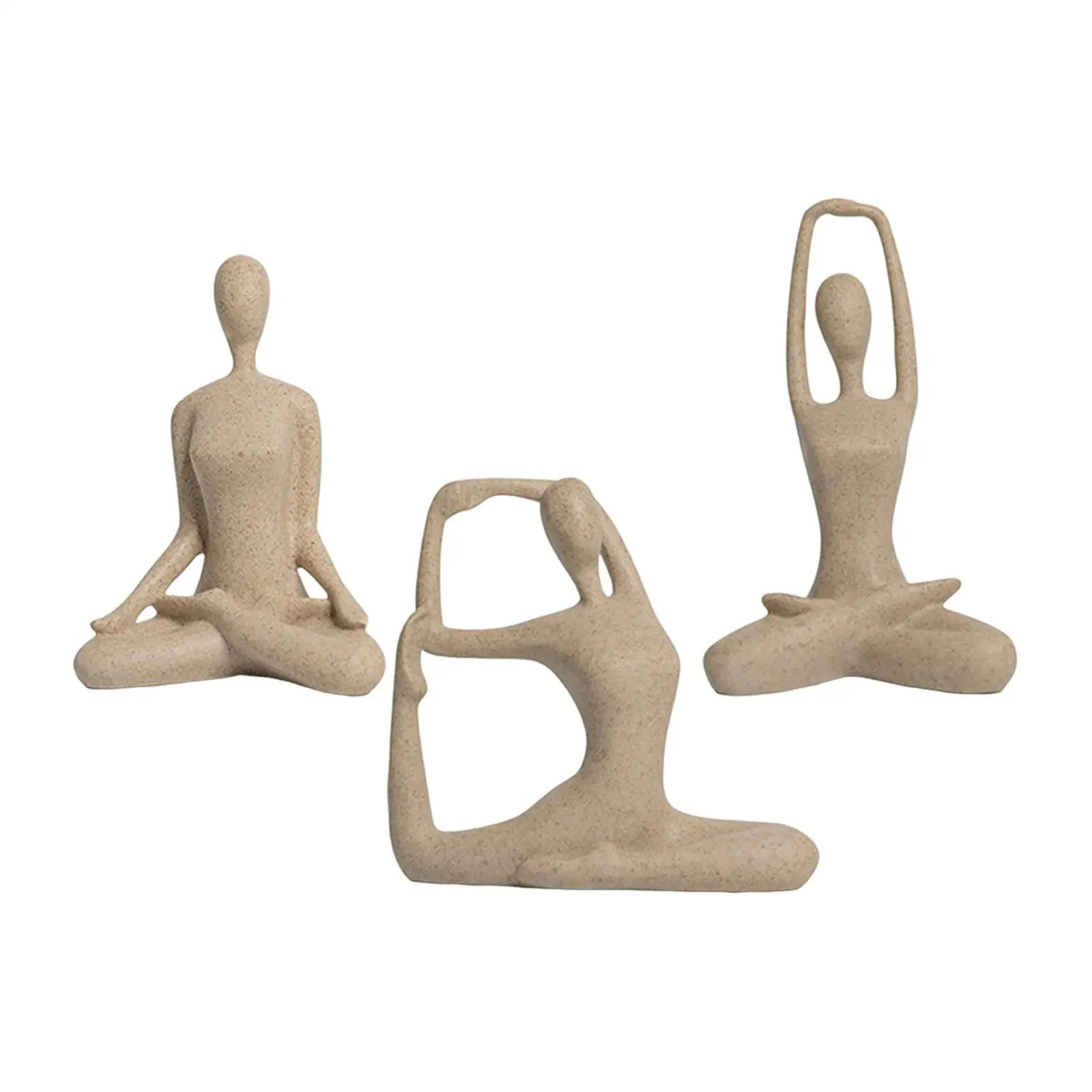 3x Yoga Figure Sculpture Office Collectible Yoga Pose Statue Figurine for Indoor