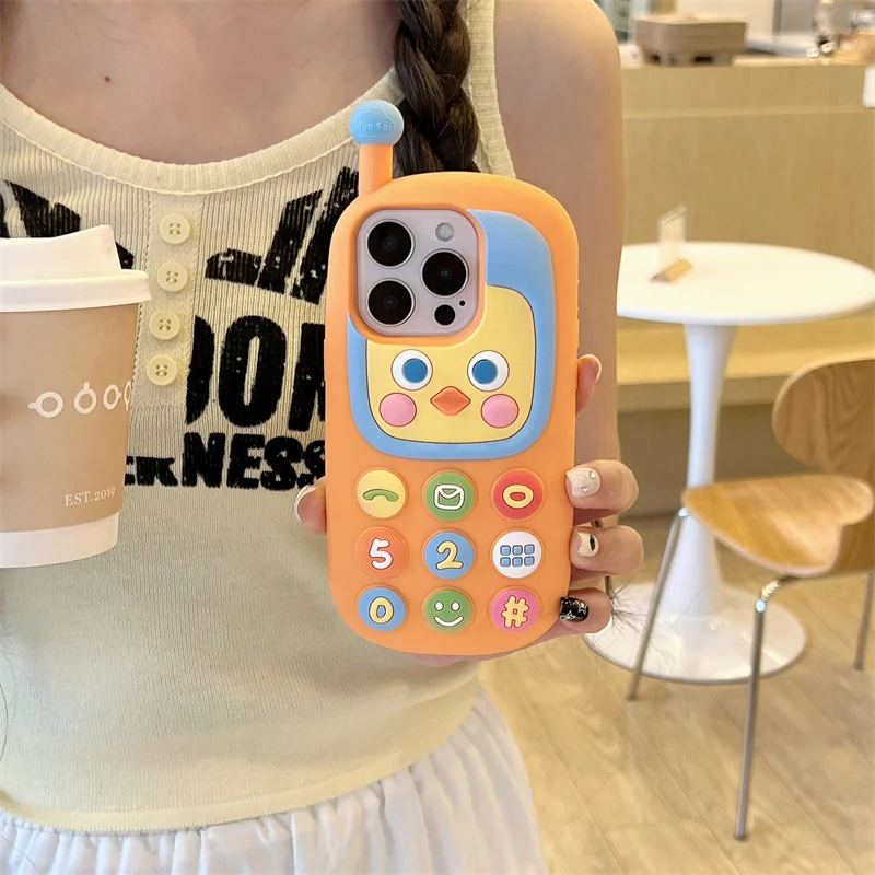 

Cartoon Duck phone Silicone soft Cover for iphone 15 14 Plus 12 13 Pro Max 14pro 15PM kids Cute Patterns for iphone 16pro case