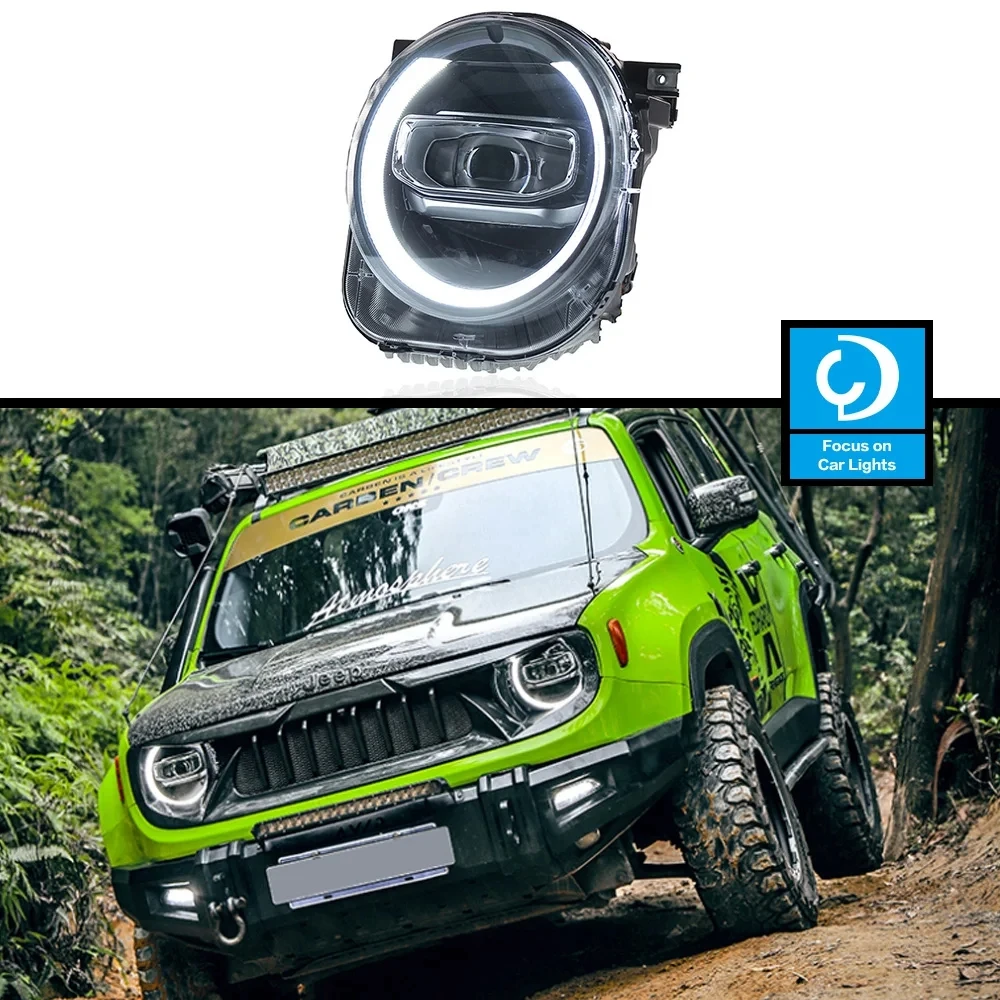 AKD Front Lamp for Jeep Renegade LED 2016-2020 LED Head Lamp  Styling Dynamic LED Turn Signal Lens Auto Accessories Assembly 2PC