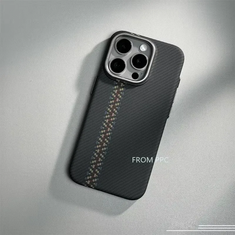 from PPC Für iPhone 17 16 15 14 Pro Max Hülle Kohlefaser Abstrakt Geometrisch für MagSafe Cover Magnetisches Ladegehäuse Kamera-Schutz Funda 8