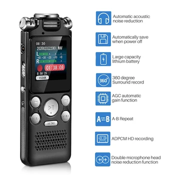 Real-time monitoring recording sound 8822 tape recorder digital voice recorder with earphone for meeting lecture