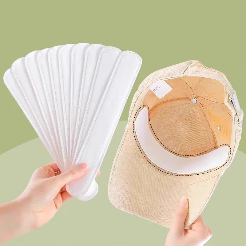 30pcs Women\'s Hat Sweat Absorber Stickers Men Anti-dirt Sports Belt Cap Rim Invisible White Tape Hat Size Reducer Liner Pads