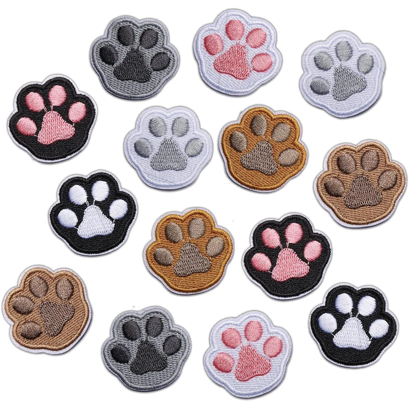 7Pcs Paw Print Patches Cat Dog Patch Embroidery Applique Repair 3.5*3.3.cm