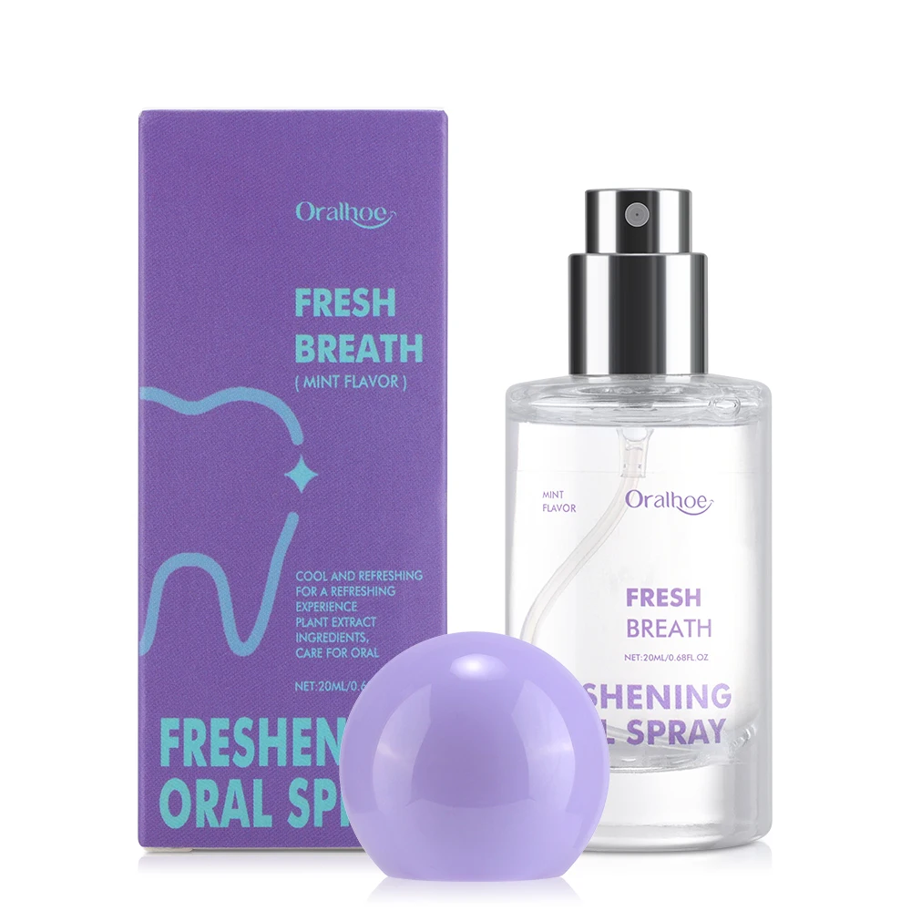 Peppermint oral spray, providing long-lasting freshness. Portable oral spray containing probiotics for a refreshing experience