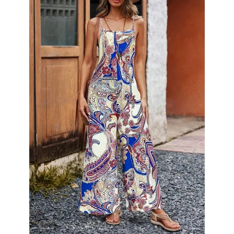 

Новый хит продаж, элегантный комбинезон без рукавов с высокой талией и галстуком, широкие брюки, женские комбинезоны, летняя уличная одежда для поездок на работу