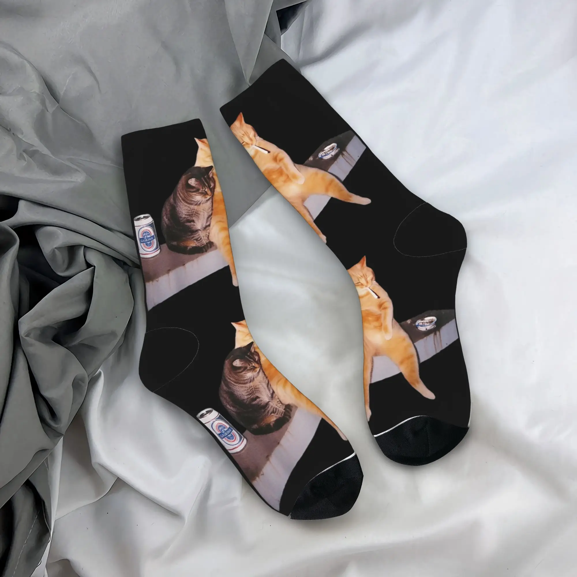 

Smoking Cat Meme Socks Men's Women's Polyester Fashion Socks Novelty Spring Summer Autumn Winter Middle Tube Socks Gifts