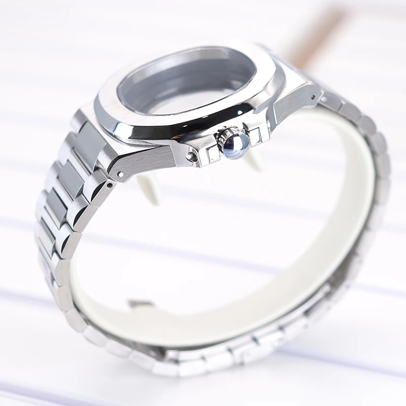 Silvery/Rose Gold 40mm For Seiko NH35 NH36 NH34 NH38 Movement Watch Case Bracelet With Sapphire Crystal 29.8mm Dial Mod Nautilus image 4