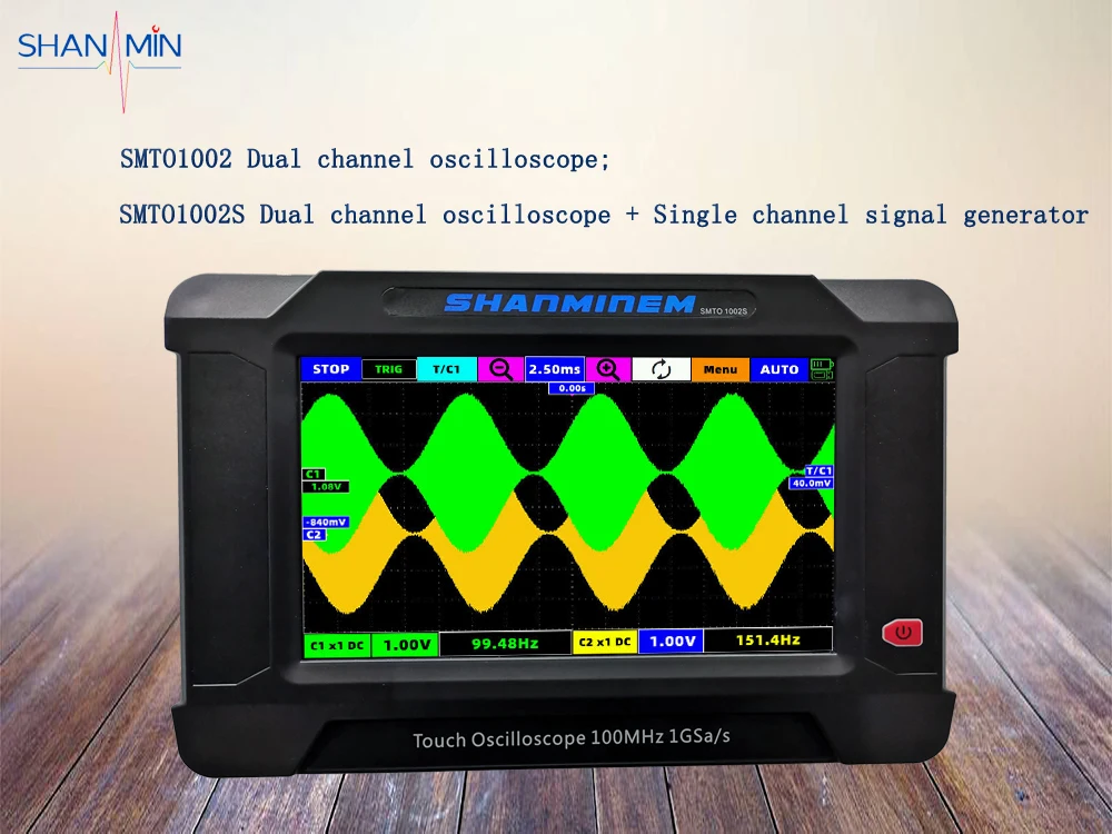 SMTO1002 1GMhz Oscilloscope 2 Channels Bandwidth 100MHz Osciloscopio