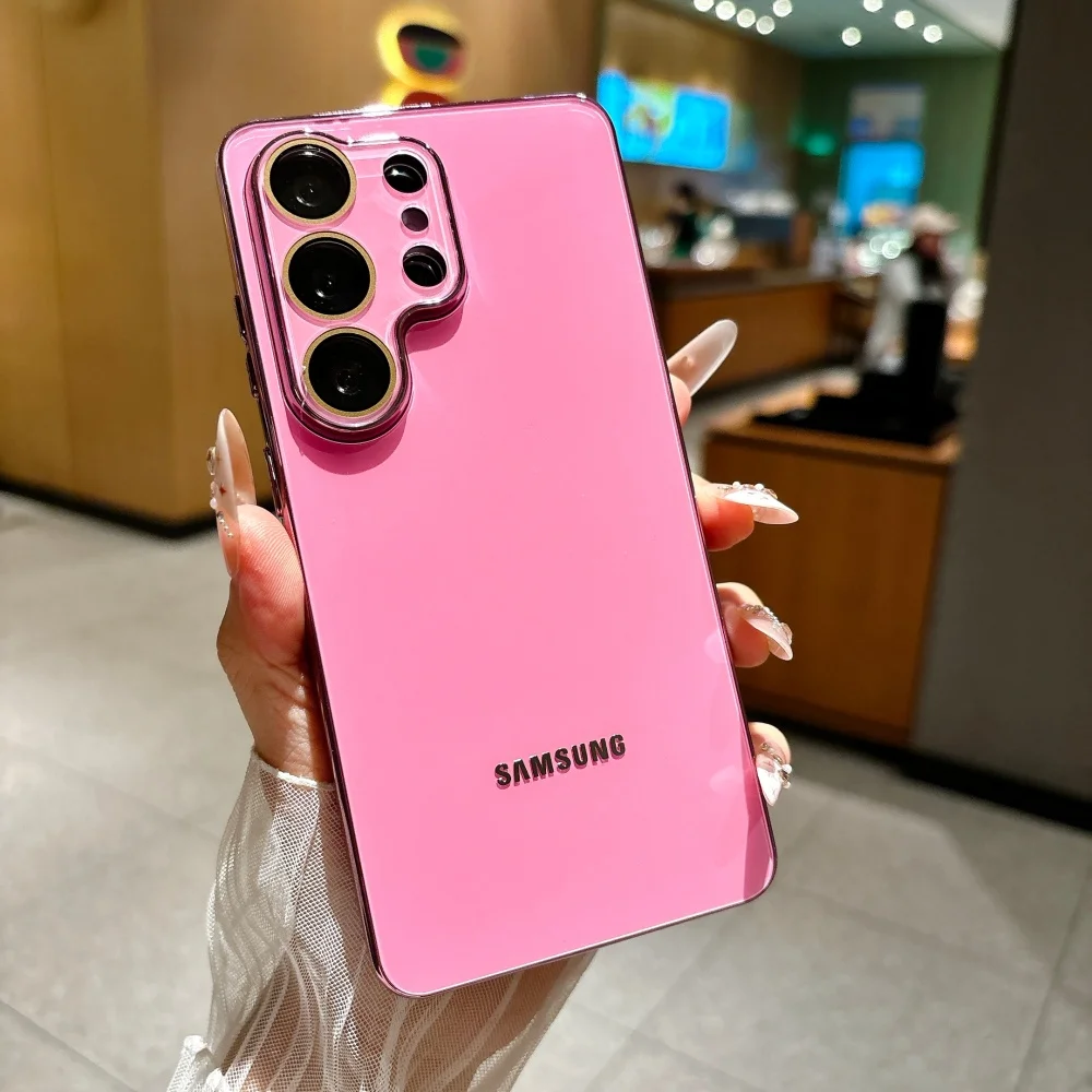 Luxury Glass Phone Back Cover For Samsung Galaxy S26 S25 S24 S23 Ultra S25FE S24FE S26Ultra S25 S24 Case Lens Protection Shell