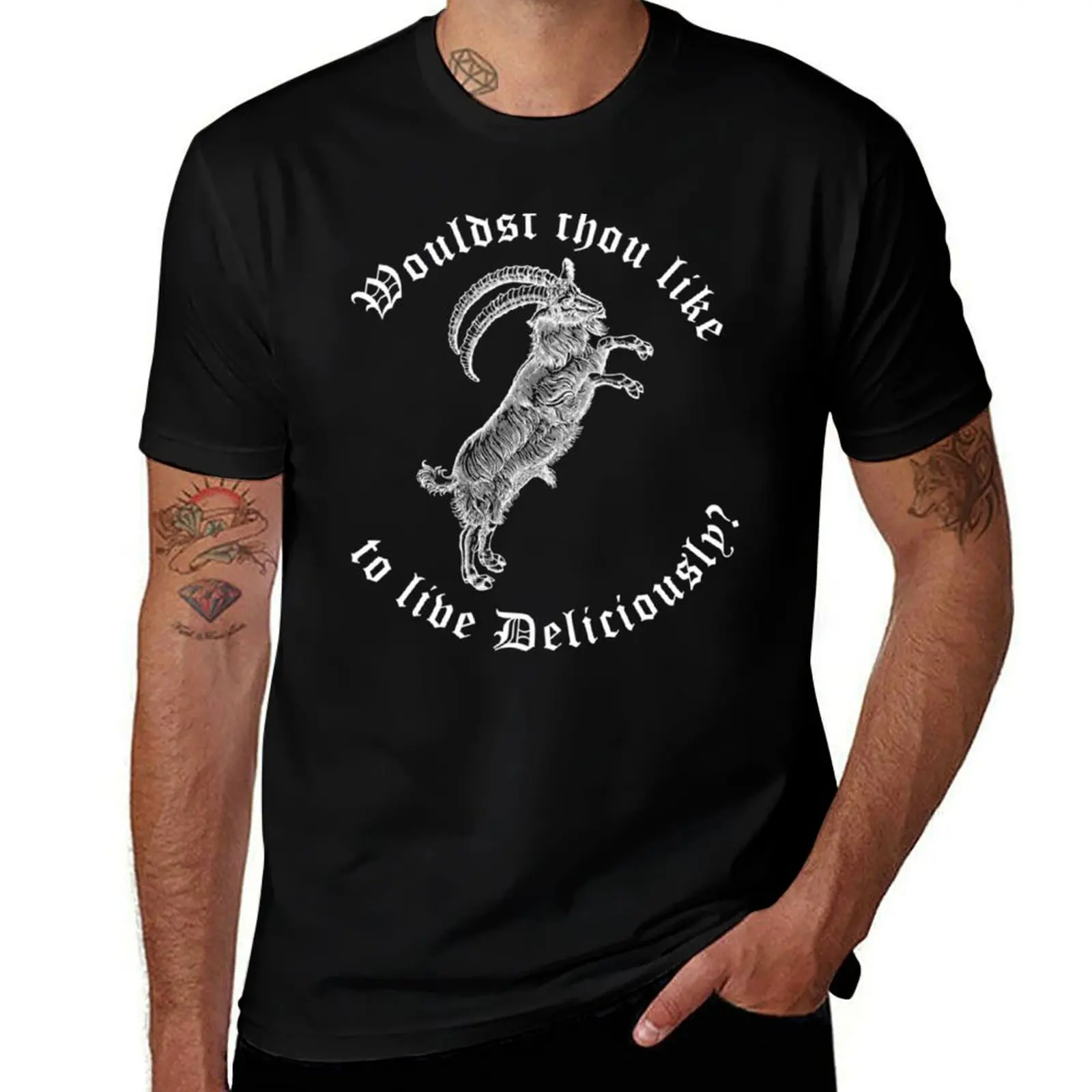 

White Phillip Wouldst Thou Like To Live Deliciously T-Shirt summer 2025 valentines clothes oversize t-shirts man t shirts men