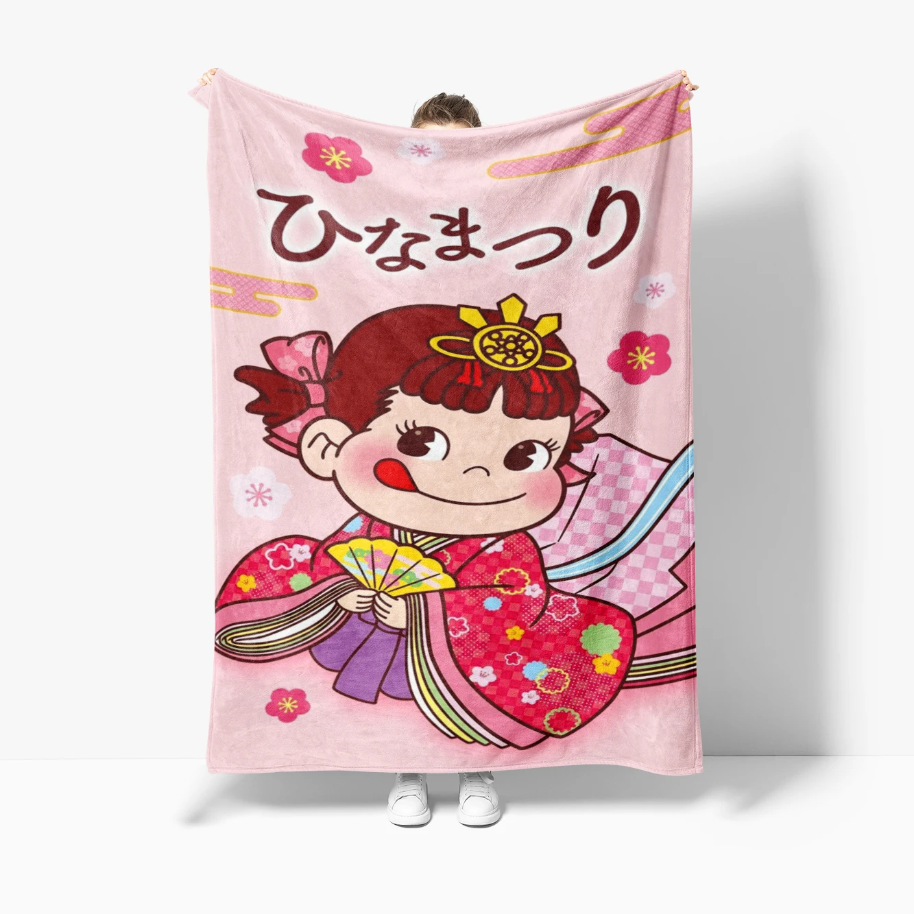 1pcs Cute Milky Peko-Chan Fashion Leisure Warm Flannel Blanket Cute Milky Fujiya Peko Japanese Candy Caramel Food Brand