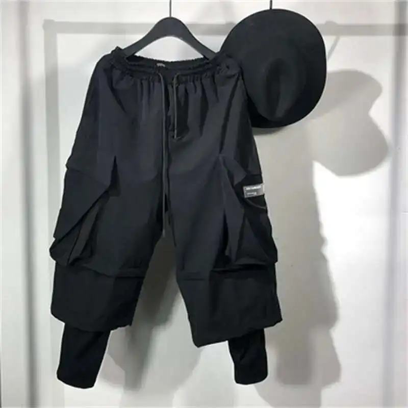 Men Sports Dark And Personality Spring Autumn Two-Piece Original Fake Harun Trousers Street Fashion Brand Hip Hop Cargo Pants