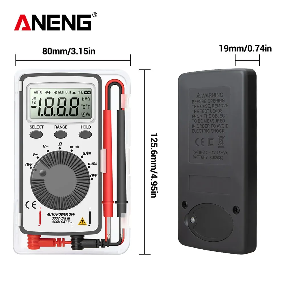 ANENG AN101 multimeter Mini digital multimetro tester DC/AC Voltage Current lcr meter pocket professional testers with Test Lead