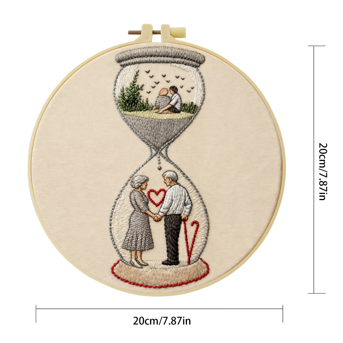 1 Stück 20X20CM/15X15CM 7,87/6,3 Zoll Sanduhr-Stickerei-Starter-Kit DIY-Kit DIY-Stickerei-Set Handarbeiten Malerei – Detail 4
