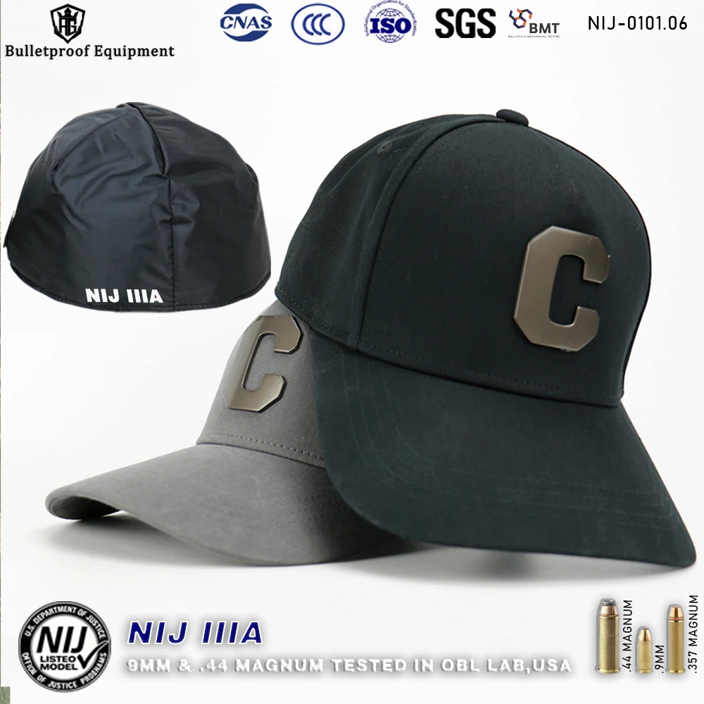 

American Bulletproof Baseball Cap, NIJ IIIA Grade, 9mm .44mag, PE Material, Suitable For Self-Defense, Outdoor Survival Tactics.