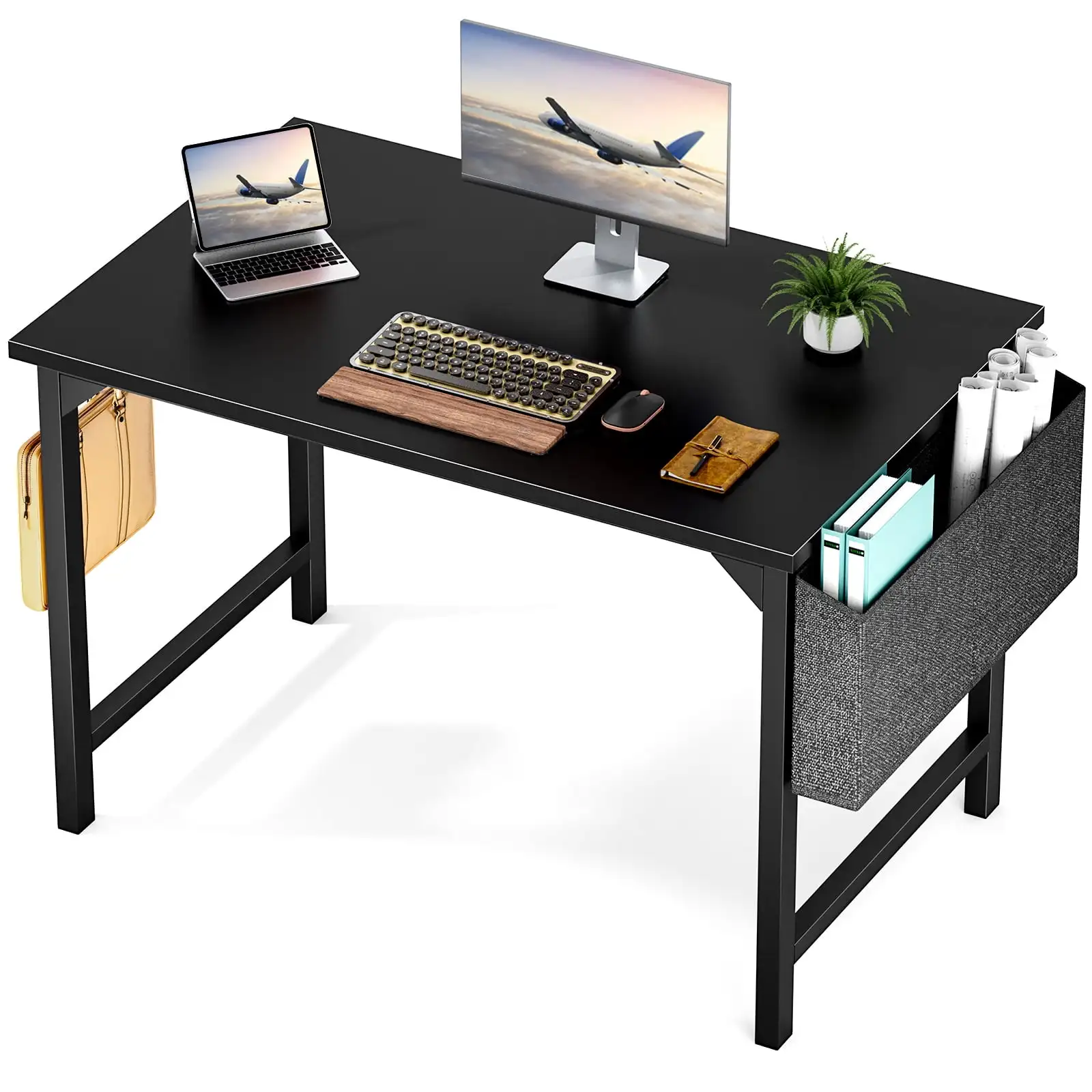 

40 Inch Computer Desk, Simple Office Desk Table for Gaming or Home Office, Writing Desk for Small Space, Black