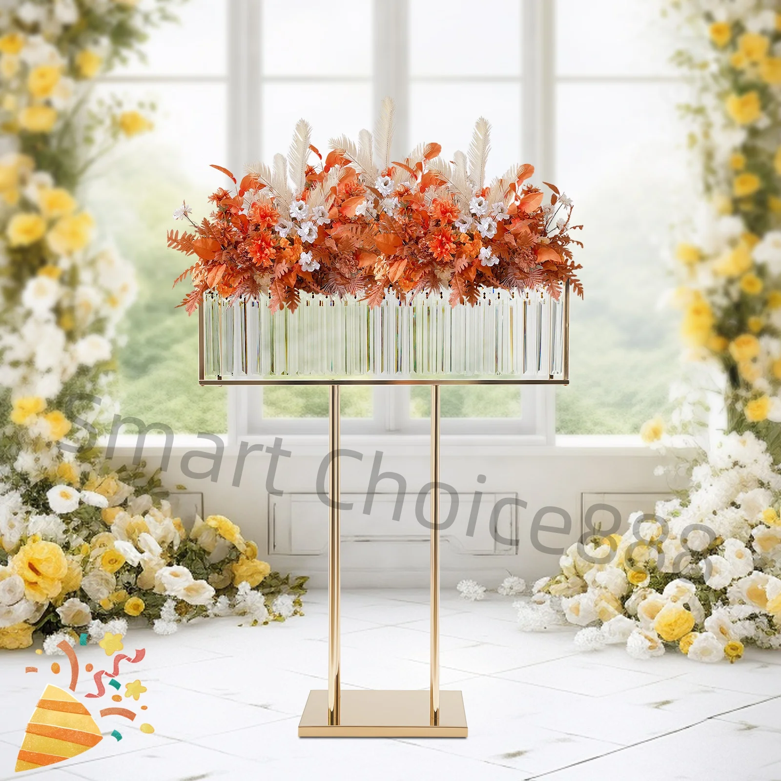 

Wedding Crystal Flower Stand Decoration Flower Stand Centerpieces Stand Iron Material Gold For Party & Wedding