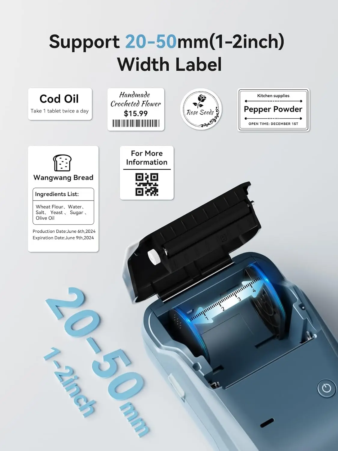 Niimbot B1 Printer Thermal Bluetooth Wireless Mini Mobile Label Sticker Maker with 10 Rolls Official White Label Paper Roll B21